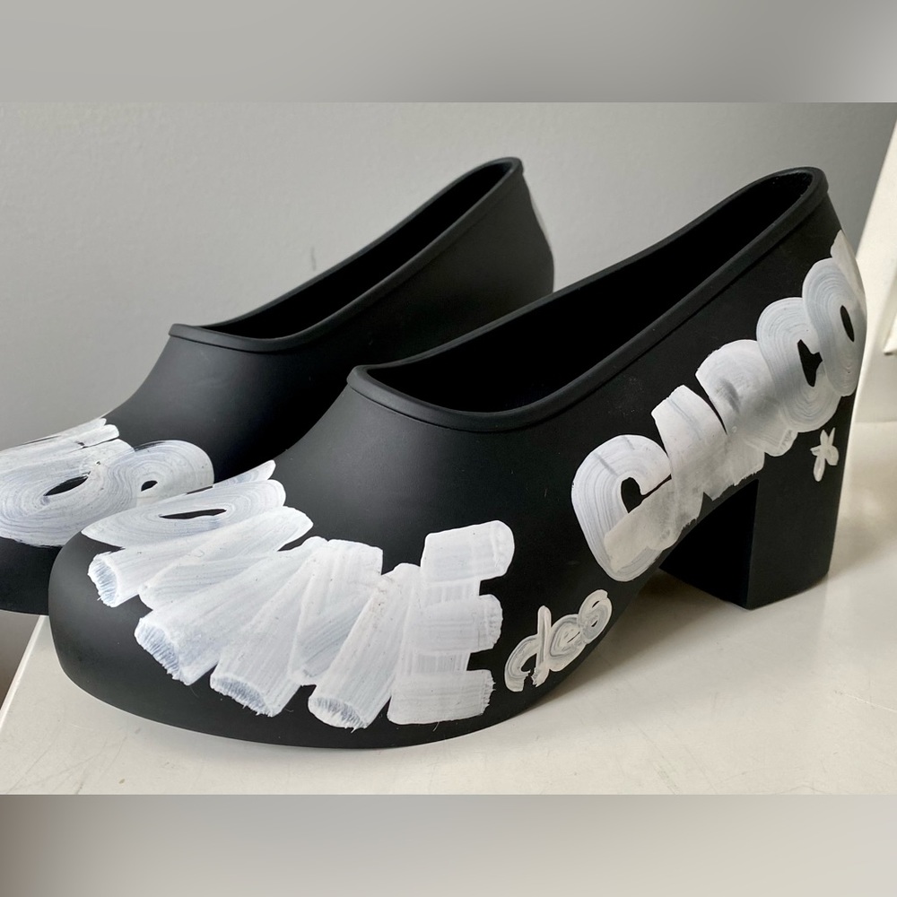 Comme des Garçons + Melissa Logo Matte PVC Heels. Size 8. NWOT. Never worn.